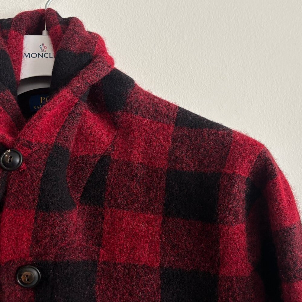 $698 Polo Ralph Lauren Skeet Buffalo Plaid Wool Shawl Collar Cardigan - Medium - Picture 5 of 12